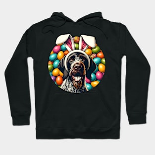 German Wirehaired Pointer Celebrates Easter with Bunny Ears Hoodie